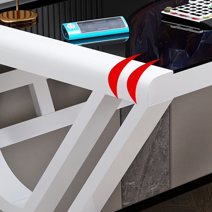 Hedendaags glas Top Office Desk 29.53-inch Tall Writing Desk