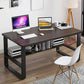 Wood and Steel Rectangular Office Table Home Office Industrial Writing Desk with Shelf