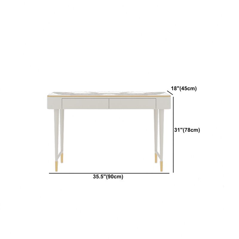 Glam Makeup Vanity Desk Leather Makeup Vanity Set with Slate Top