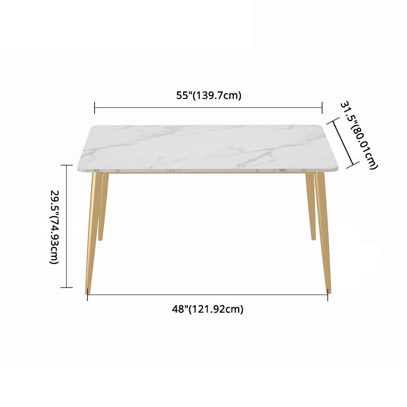 Scandinavian Sintered Stone Dining Table Set with Rectangle Table and Gold Legs Home Dining Set Clearhalo 'Dining Room Sets' 'Dining Tables & Seating' 'dining_room_set' 'furn' 'furn_dining_room_set' 'Furniture' 'furniture_dining_room_set' 'Kitchen & Dining Furniture' 'kitchen&dining_furn' 'kitchen' 1200x1200_31595b27-a952-4606-8018-a6a07be53d46