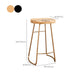 Modern Armless Backless Counter Stool Iron Bar Stool with Wooden Seat