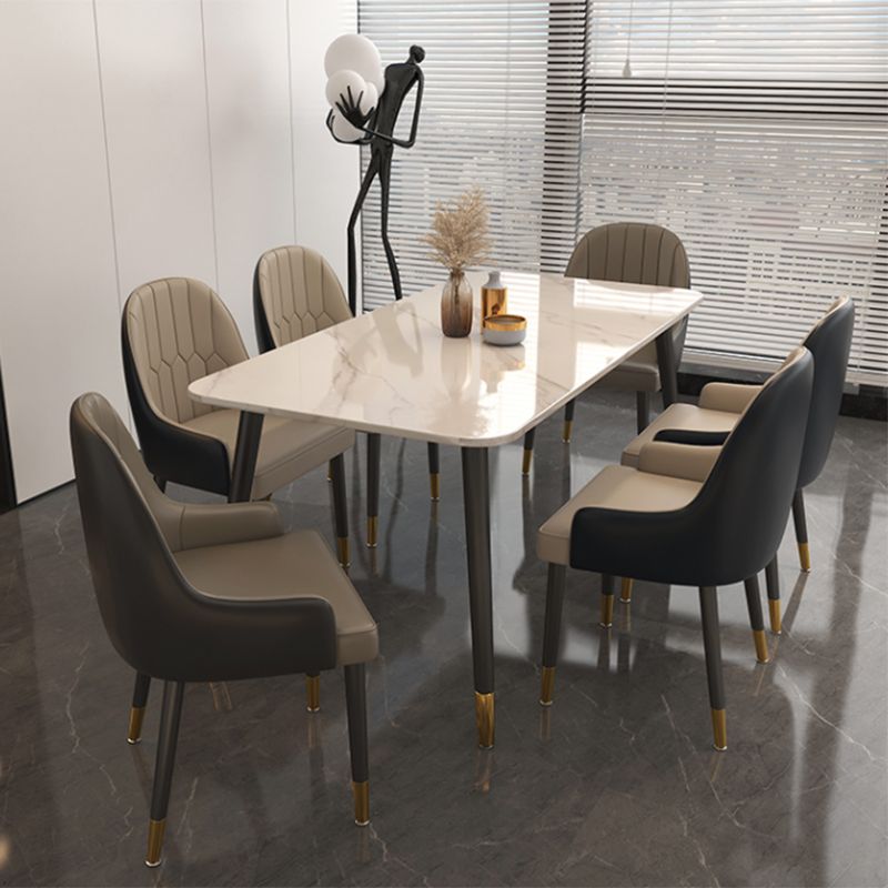 Glossy White Dining Table Set 1/5/7 Pieces Glam Dinette Set for Kitchen Clearhalo 'Dining Room Sets' 'Dining Tables & Seating' 'dining_room_set' 'furn' 'furn_dining_room_set' 'Furniture' 'Kitchen & Dining Furniture' 1200x1200_315ce171-accb-4110-a6f9-e49f96d9effc