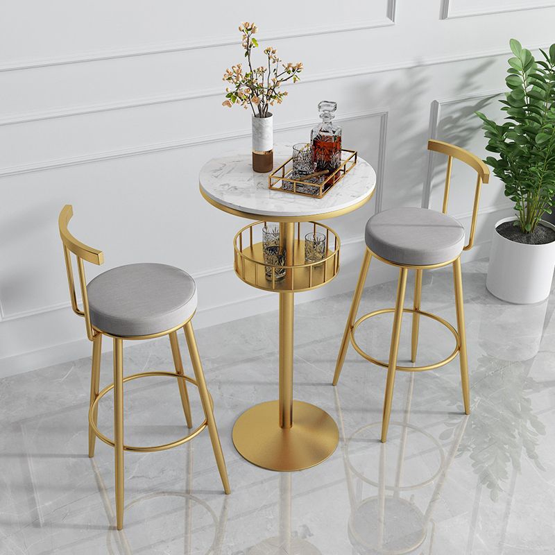 Glam Style Gold Iron Bar Table Marble Top Bistro Table - 21.6"W x 41.3"H Clearhalo 'Bar Furniture' 'Bar Tables' 'bar_tables' 'Furniture' 'furniture_bar_tables' 'Kitchen & Dining Furniture' 'kitchen&dining_furn' 'kitchen' 1200x1200_315ce994-53ff-46b0-bcbd-bfa75da34db6