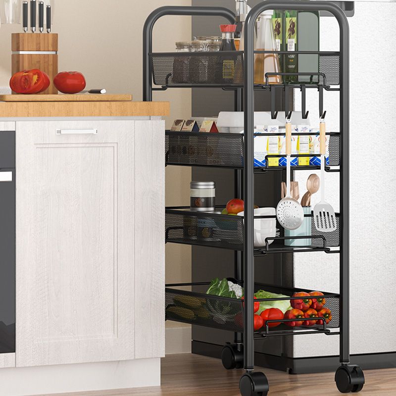 Metal Dining Room Prep Table Open Shelves Rolling Kitchen Trolley Clearhalo 'furn' 'furn_kitchen_islands_carts' 'Furniture' 'Kitchen & Dining Furniture' 'Kitchen Islands & Carts' 'kitchen_islands_carts' 1200x1200_315e4d2b-b621-4422-ad96-7647204696e4