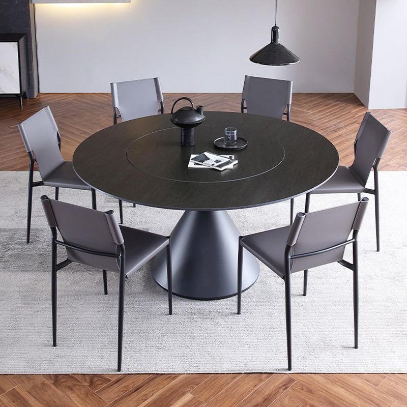 Round White-black Stone Dining Table Modern Turntable Furniture With Pedestal Base Clearhalo 'Dining Tables & Seating' 'Dining Tables' 'dining_table' 'furn' 'furn_dining_table' 'Furniture' 'Kitchen & Dining Furniture' 1200x1200_315ece67-31d6-456d-9c0b-4c71a94c763f