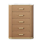Glam Chest Bedroom Stone Vertical Storage Chest with 5 Drawers
