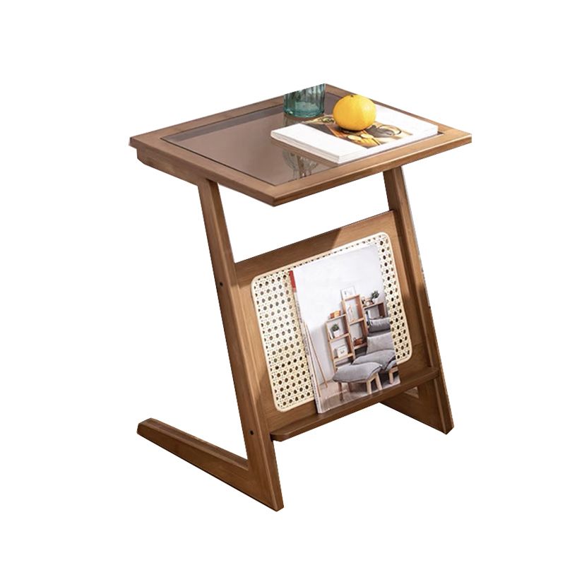 Sledge-shaped Base Design Bamboo Cane Craft Glass Finish Material Rectangular Side Table Clearhalo 'Coffee & Accent Tables' 'End & Side Tables' 'end_side_tables' 'furn' 'furn_end_side_tables' 'Furniture' 'Living Room Furniture' 1200x1200_316094b8-f2d2-47e2-b7f8-a5a07cd7b27b