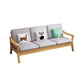 Pillow Back Wood Settee No Distressing Stationary Sofa for Living Room