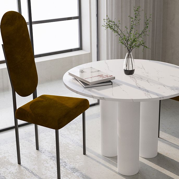 Round Shape Two-Color Dining Table Sintered Stone Table Contemporary with 3 Legs Clearhalo ' dining_table' 'Dining Tables & Seating' 'Dining Tables' 'furn' 'furn_dining_table' 'Furniture' 'furniture_dining_table' 'Kitchen & Dining Furniture' 'kitchen&dining_furn' 'kitchen' 'kitchen_dining_table' 1200x1200_3163c392-6f37-48bc-9597-ef18fc5cd2b7