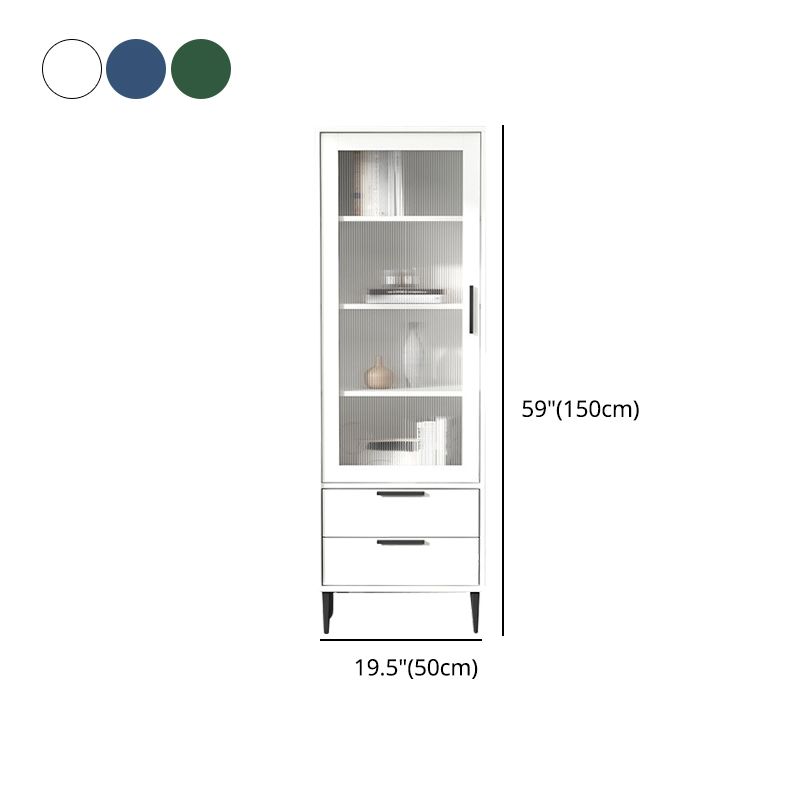 Contemporary Bar Pulls Accent Chest in White/ Blue/ Green with Steel Legs