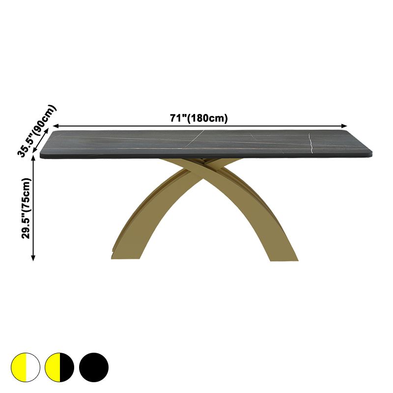 Glam Rectangle Shape Dining Table Sintered Stone Top Standard Dining Table for Kitchen Clearhalo ' dining_table' 'Dining Tables & Seating' 'Dining Tables' 'furn' 'furn_dining_table' 'Furniture' 'furniture_dining_table' 'Kitchen & Dining Furniture' 'kitchen&dining_furn' 'kitchen' 'kitchen_dining_table' 1200x1200_316728da-9f9c-46eb-9044-03b2febe1256