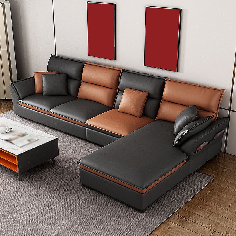 Modern Pillow Top Arm Sofa 37.4"High 4-seat Cushion Back Sectionals with Storage Clearhalo 'furn' 'furn_sectionals' 'Furniture' 'furniture_sectionals' 'kitchen' 'kitchen_sectionals' 'Living Room Furniture' 'Sectionals' 1200x1200_3168b900-eb7f-4b66-b61d-f3dcfb6581ce