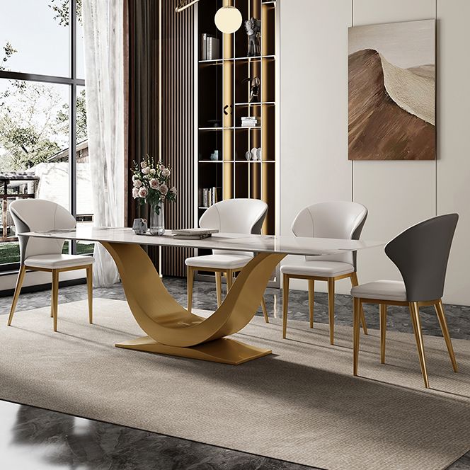 Moderne stijl voetstuk eettafel gesinterde stenen rechthoekige tafel voor thuis