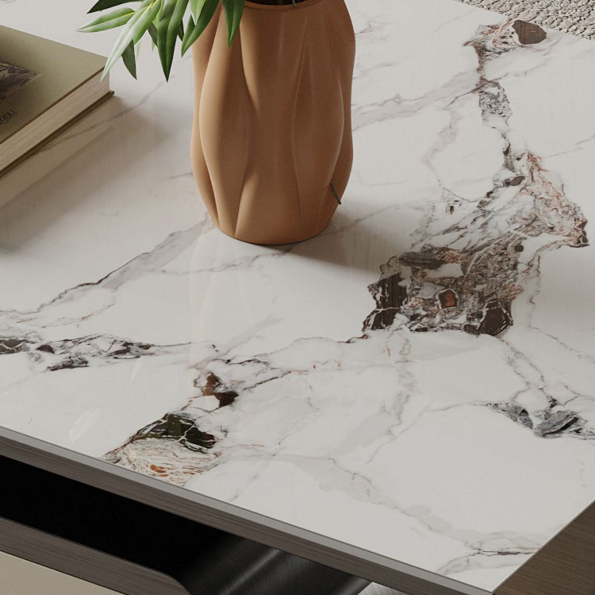 Slate abstrakter Kaffeetisch Glam Rechteckige Cocktailtisch mit Lagerschublade