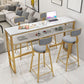 Glam Rectangle Faux Marble Bistro Table Indoor Iron Bar Dining Table with Trestle Pedestal Clearhalo 'Bar Furniture' 'Bar Tables' 'bar_tables' 'furn' 'furn_bar_tables' 'Furniture' 'furniture_bar_tables' 'Kitchen & Dining Furniture' 1200x1200_316ba6f4-108d-458e-941c-648d4b1a06dc