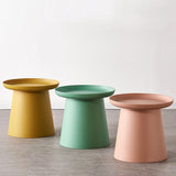 Round Pedestal 1 Coffee Table in Macaroon,  Modern Plastic Table