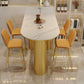 Glam Iron Bar Dining Table with White Stone Top Indoor Bistro Table Clearhalo 'Bar Furniture' 'Bar Tables' 'bar_tables' 'furn' 'furn_bar_tables' 'Furniture' 'furniture_bar_tables' 'Kitchen & Dining Furniture' 1200x1200_316c0dad-9257-49ba-a602-58e8b3a0f418