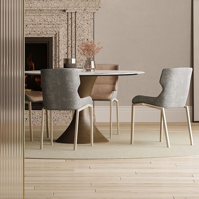Juego de comedor glamoroso 1/4/5 PCS Mesa de comedor de piedra redonda con sillas sin brazos