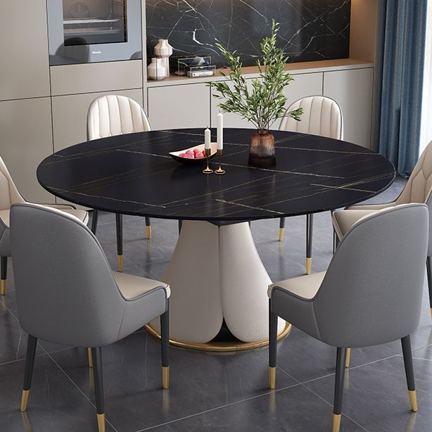 Contemporary Dining Room Dinner Table Pedestal Extendable Dining Table