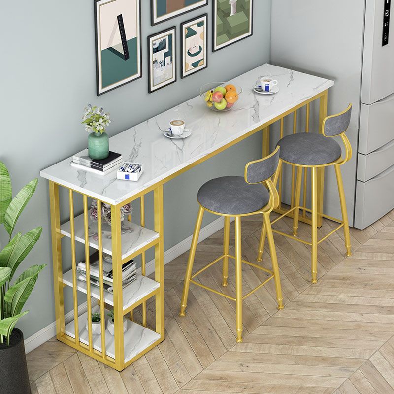 Modern Style Bistro Bar Table Rectangle Gold Frame Bar Table Clearhalo 'Bar Furniture' 'Bar Tables' 'bar_tables' 'furn' 'furn_bar_tables' 'Furniture' 'Kitchen & Dining Furniture' 1200x1200_31718dc2-ac3d-4aff-94b6-3c13b6a93b46