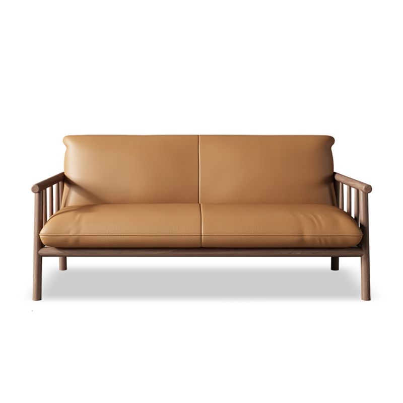 Faux Leather Modern Sofa Round Arm 28.7 "W Sofa with Bolster Pillows Clearhalo 'furn' 'furn_sofas' 'Furniture' 'furniture_sofas' 'Living Room Furniture' 'Sofa' 'sofas' 1200x1200_3171b866-8dd3-4a60-b47b-928054e23fba