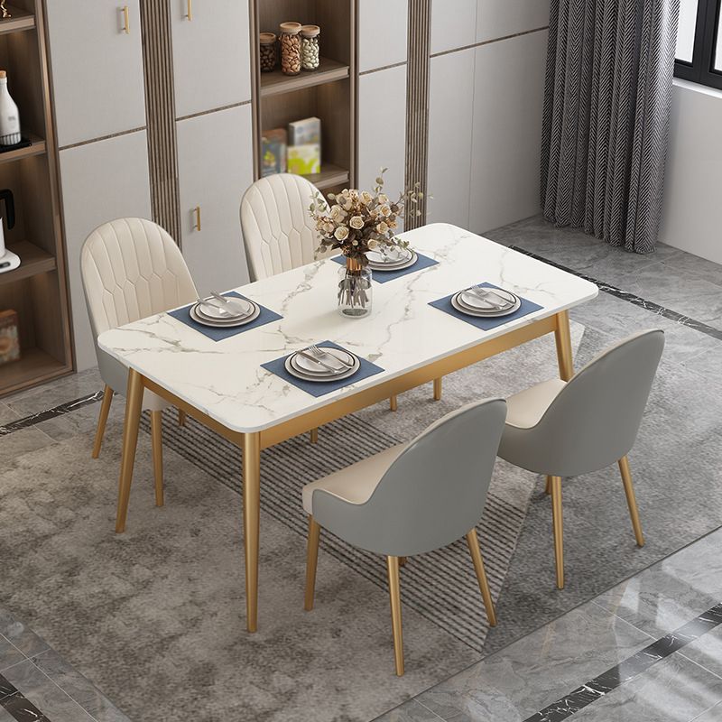 Modern White Stone Top Table Rectangle Dining Table for Kitchen Clearhalo 'Dining Tables & Seating' 'Dining Tables' 'dining_table' 'furn' 'furn_dining_table' 'Furniture' 'Kitchen & Dining Furniture' 1200x1200_31722215-5ce1-40af-8e64-eded13fb22ae