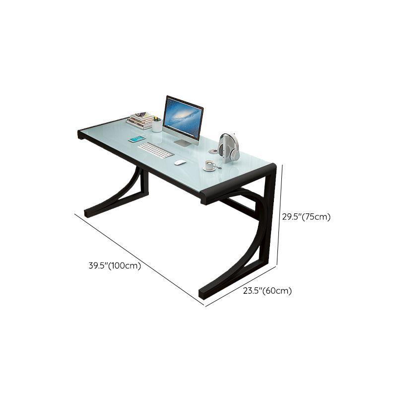 Modern Style Glass Computer Desk Rectangular Shape Task Table with 2-Legs for Home Clearhalo 'furn' 'furn_office_desk' 'Furniture' 'Office Desks' 'Office Furniture' 'office_desk' 1200x1200_31744376-1ebc-4642-ac5a-cd5fe4b7f2df