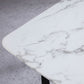 Rectangle Marble White Dining Table Industrial Trestle Base Table for Dining Room