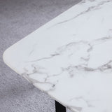 Rectangle Marble White Dining Table Industrial Trestle Base Table for Dining Room