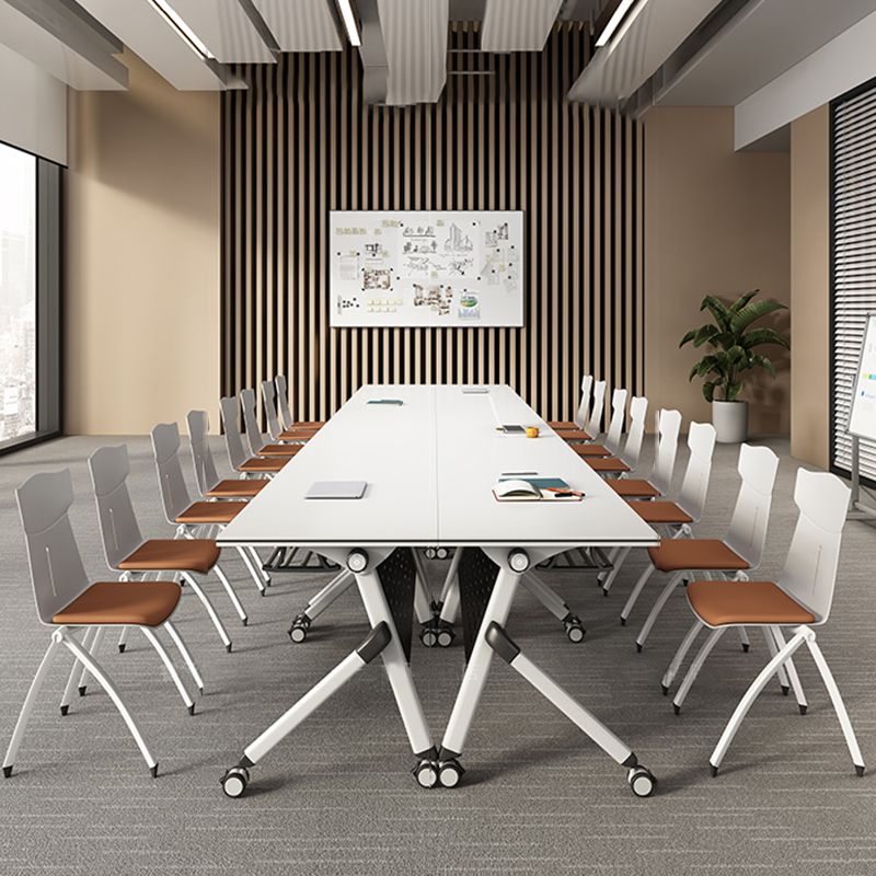 Modern Rectangular Shape Office Desk Wooden Task Desk with Wheels in White Clearhalo 'furn' 'furn_office_desk' 'Furniture' 'Office Desks' 'Office Furniture' 'office_desk' 1200x1200_31754d1d-51e6-4a83-a07b-62a17708bb3d