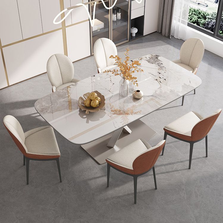 Glam Standard Sintered Stone Table Rectangle White Dining Table with Pedestal Base Clearhalo ' dining_table' 'Dining Tables & Seating' 'Dining Tables' 'furn' 'furn_dining_table' 'Furniture' 'furniture_dining_table' 'Kitchen & Dining Furniture' 'kitchen&dining_furn' 'kitchen' 'kitchen_dining_table' 1200x1200_3178619f-853c-4137-9747-55429d7964e3