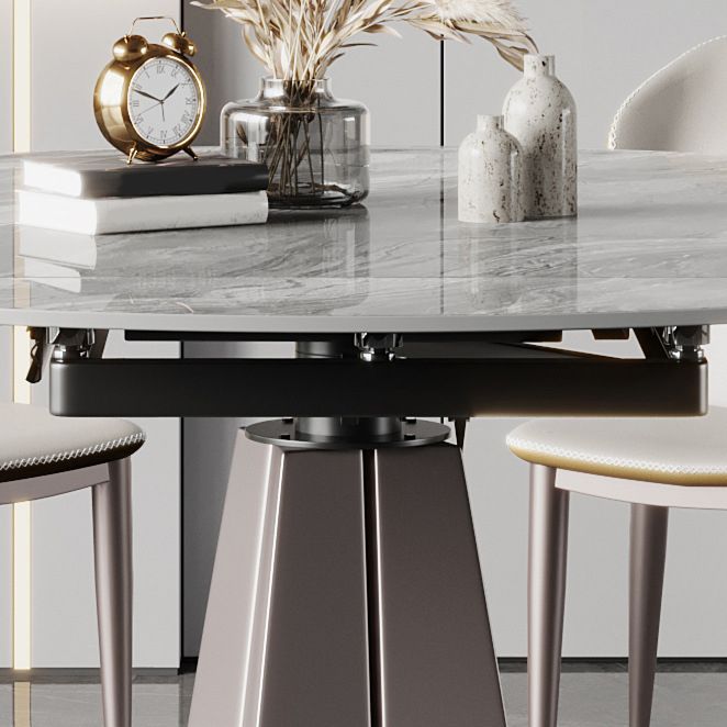 Modern Style Dining Round Table Sintered Stone Table with Metal Legs for Home Clearhalo 'Dining Tables & Seating' 'Dining Tables' 'dining_table' 'furn' 'furn_dining_table' 'Furniture' 'Kitchen & Dining Furniture' 1200x1200_3178a206-8235-40fc-b296-02cbad95243f