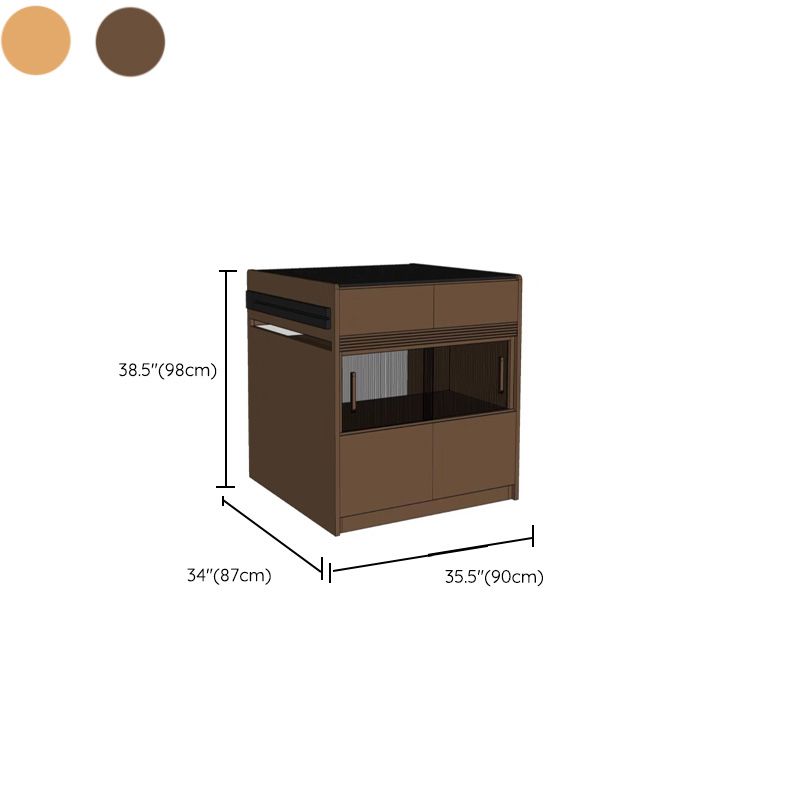 Modern Kitchen Island Table Dining Room Solid Wood Stationary Prep Table