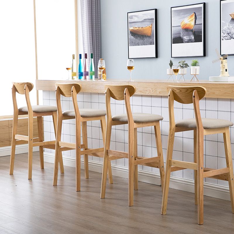 Scandinavian Oak Wood Upholstered Barstool Matte Finish Footrest Stool Clearhalo 'Bar Furniture' 'Bar Stools' 'bar_stools' 'Furniture' 'furniture_bar_stools' 'Kitchen & Dining Furniture' 1200x1200_317ae1fc-9088-4642-ad22-a37fbb2d4f2c