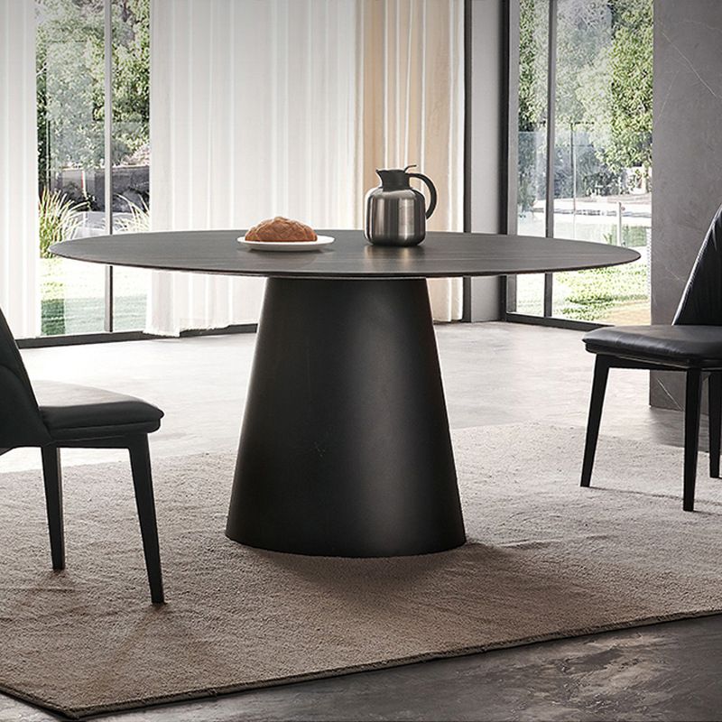 Contemporary Dining Round Table Sintered Stone Table with Metal Legs for Home Use Clearhalo 'Dining Tables & Seating' 'Dining Tables' 'dining_table' 'furn' 'furn_dining_table' 'Furniture' 'Kitchen & Dining Furniture' 1200x1200_317c8bc5-c9a5-4f97-861f-fb25880b89b7