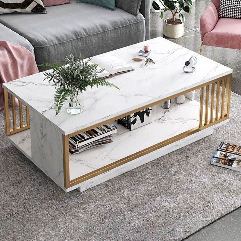 Modern Style Wooden Table with Rectangular Storage Rack Coffee Table Clearhalo 'Coffee & Accent Tables' 'Coffee Tables' 'coffee_tables' 'furn' 'furn_coffee_tables' 'Furniture' 'Living Room Furniture' 1200x1200_317d7fac-c700-490f-8ada-9e13a825c560