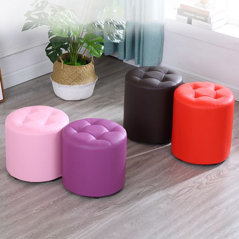 Modern Cylinder Shape Boucle Pouf Plain PU Leather Tufted Ottoman Footrest Clearhalo 'furn' 'furn_ottomans_poufs' 'Furniture' 'Living Room Furniture' 'Ottomans & Poufs' 'ottomans_poufs' 1200x1200_317e1a4e-b51c-485b-beb7-8e44b3a0f995