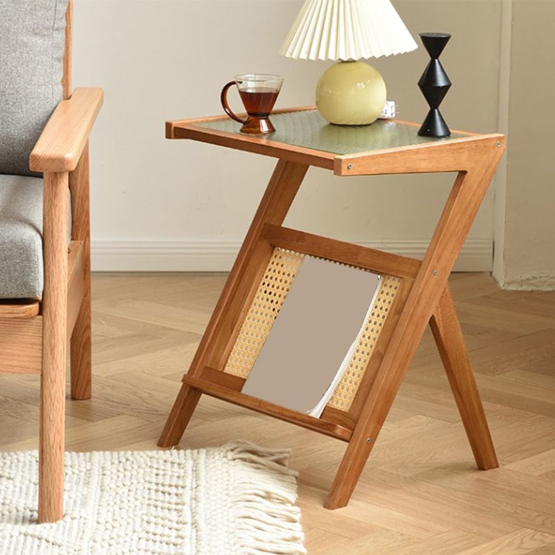 Tavolino laterale di accento rettangolare modernistico e laterale in legno e vetro