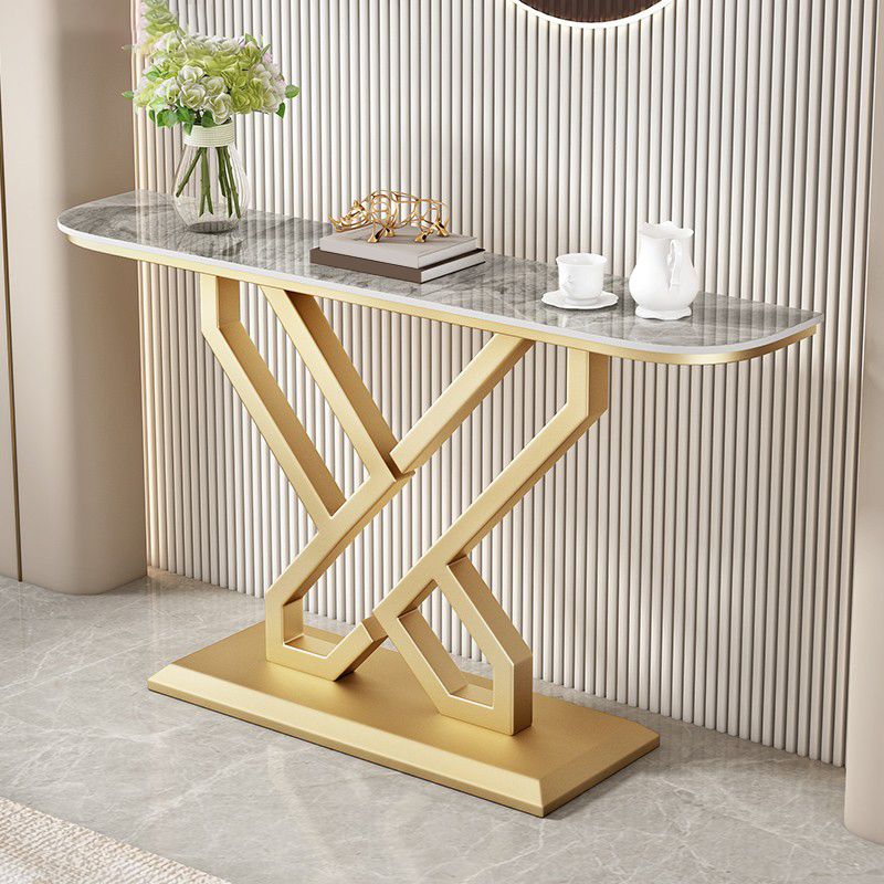 Glam Console Accent Table Antique Finish Console Table in Stone