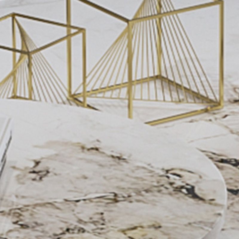 Contemporary Round Coffee or End Table Iron and Stone Coffee Table in Black and White Clearhalo 'Coffee & Accent Tables' 'Coffee Tables' 'coffee_tables' 'furn' 'furn_coffee_tables' 'Furniture' 'Living Room Furniture' 1200x1200_3181813c-e387-44ff-948a-97cfdbb49e53