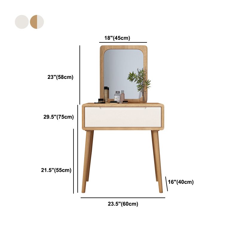 Table de bureau de vanité de maquillage scandinave en blanc et brun pour la chambre