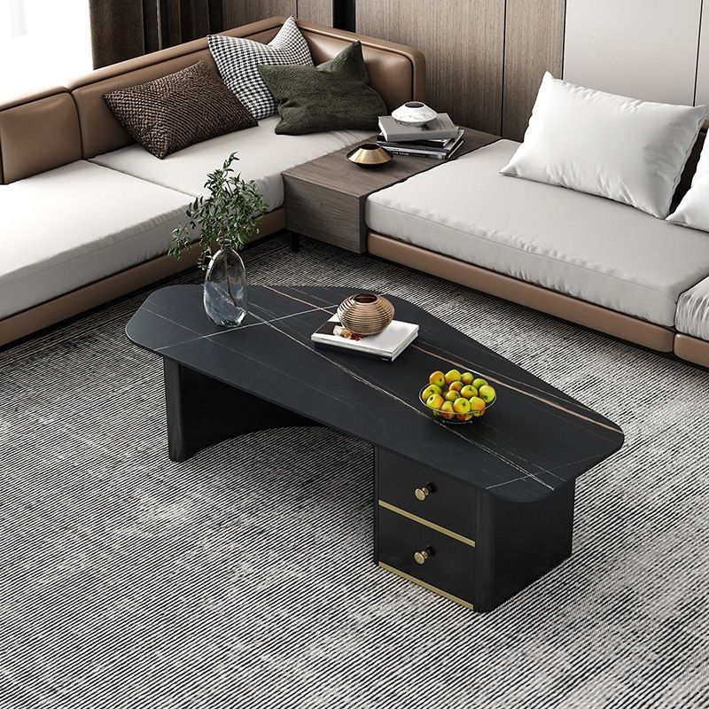 2 - Drawer Irregular Slate Coffee Table 15.7" H 1 Single Coffee Cocktail Table Clearhalo 'Coffee & Accent Tables' 'Coffee Tables' 'coffee_tables' 'furn' 'furn_coffee_tables' 'Furniture' 'Living Room Furniture' 1200x1200_3182c7d0-e633-4434-98ba-b9ac93f11243