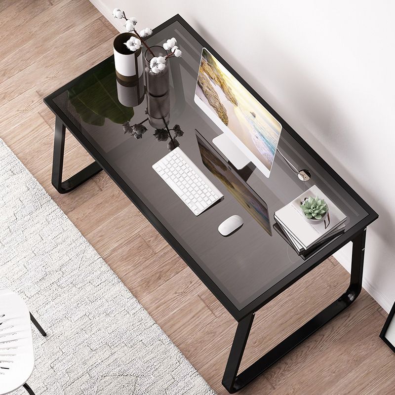 Modern Glass Top Office Desk 28.54" Tall Rectangular Writing Desk Clearhalo 'furn' 'furn_office_desk' 'Furniture' 'Office Desks' 'Office Furniture' 'office_desk' 1200x1200_3182fd7a-7a90-403f-b1ce-0c14b5ca829b