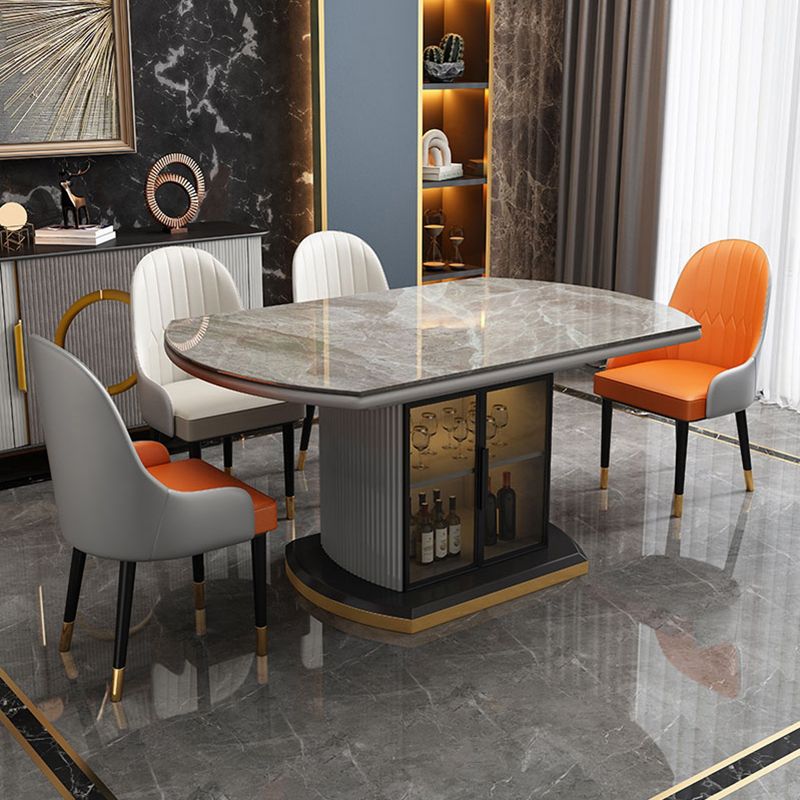 Modern Stone Top Dining Table Extendable for Small Spaces with Storage Clearhalo 'Dining Tables & Seating' 'Dining Tables' 'dining_table' 'furn' 'furn_dining_table' 'Furniture' 'Kitchen & Dining Furniture' 1200x1200_3183e517-b12f-4a24-9fa6-d8ade0e30693