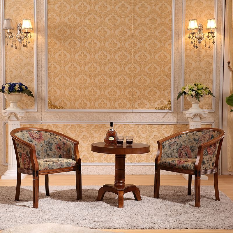 Indoor Dining Arm Chair Solid Wood Frame Dining Chair in Brown