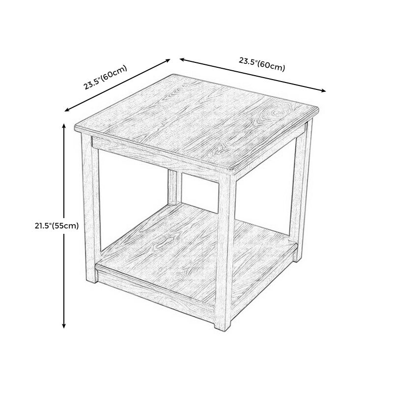 21.65"/23.62" Tall Wood End Table Walnut Square Side Table with Shelf