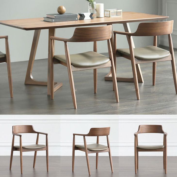Modern Style Solid Wood Dining Set with Rectangle Shape Table and Double Pedestal Base for Home Use Clearhalo 'Dining Room Sets' 'Dining Tables & Seating' 'dining_room_set' 'furn' 'furn_dining_room_set' 'Furniture' 'furniture_dining_room_set' 'Kitchen & Dining Furniture' 'kitchen&dining_furn' 'kitchen' 1200x1200_318a3f81-0f4d-4f82-a143-dc91244ffa36