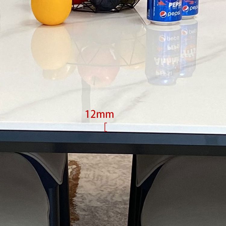 Modern Style Traditional Height Dining Set with White Fixed Table and 4 Black Legs Base Clearhalo 'Dining Room Sets' 'Dining Tables & Seating' 'dining_room_set' 'furn' 'furn_dining_room_set' 'Furniture' 'furniture_dining_room_set' 'Kitchen & Dining Furniture' 'kitchen&dining_furn' 'kitchen' 1200x1200_318cf018-b36d-4883-b3b1-f53045b836f5