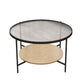 Round Glass Cross Legs Coffee Cocktail Table with Storage Shelf - 17.7" H Clearhalo 'Coffee & Accent Tables' 'Coffee Tables' 'coffee_tables' 'furn' 'furn_coffee_tables' 'Furniture' 'Living Room Furniture' 1200x1200_3190d4a5-88e3-413d-a7b1-1e0712c59006