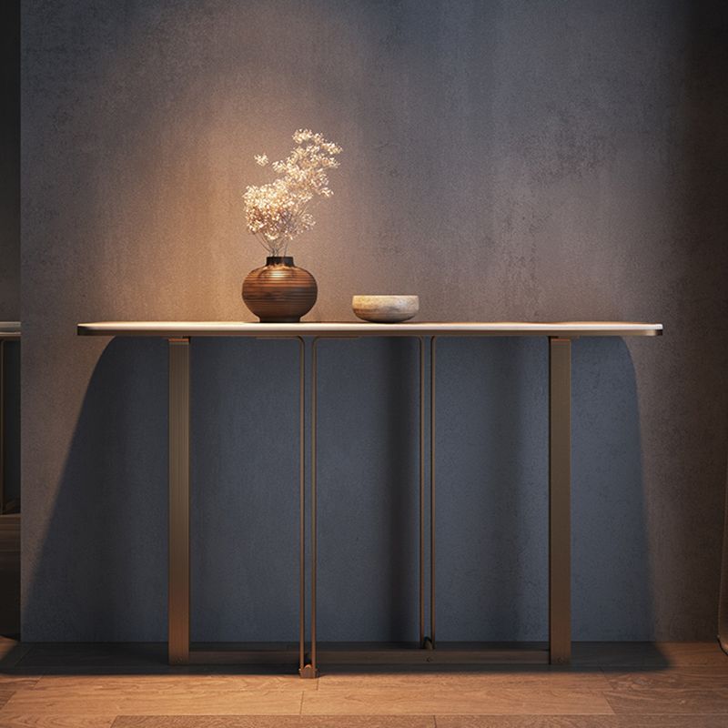Modern Rectangular Console Table Stone Console Sofa Table in Gold